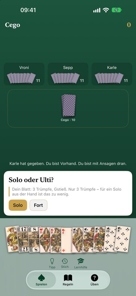 Bildschirmfoto aus Cego